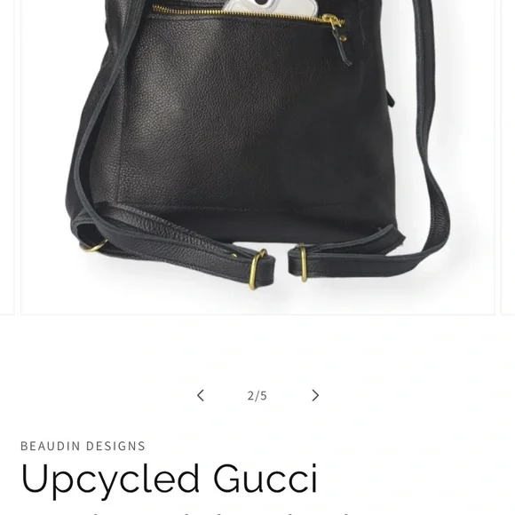 Gucci Black Leather Backpack with Monogram Stripe - Picture 5 of 9